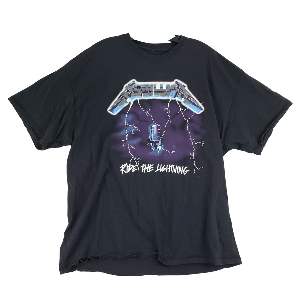 Metallica Ride the Lightning T-Shirt Mens 2X Black Double Sided Graphic Rock
